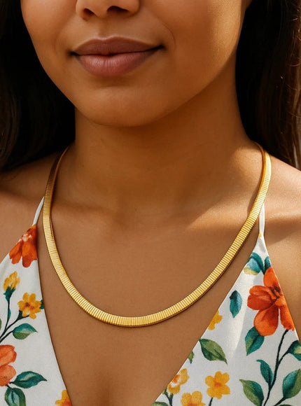 6.0mm 14k Two Tone Gold Reversible Omega Necklace