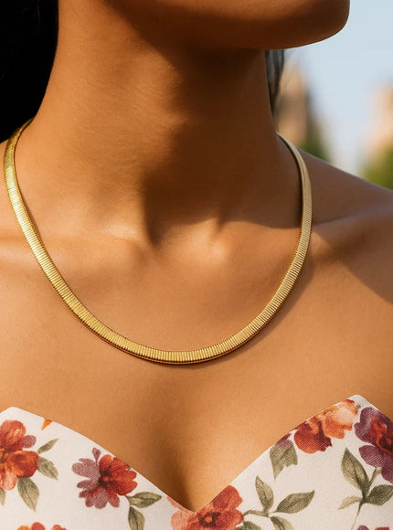 6.0mm 14k Two Tone Gold Reversible Omega Necklace