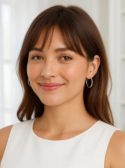 14k White Gold Polished Hoop Earrings (20 mm)