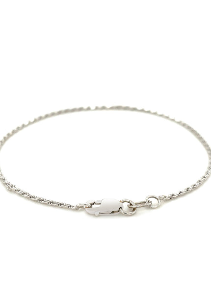 2.0mm 14k White Gold Solid Diamond Cut Rope Bracelet