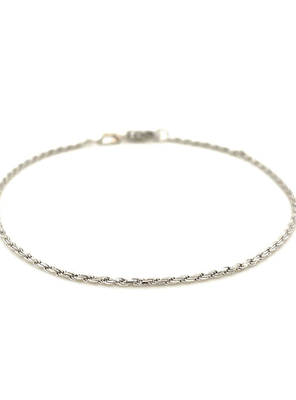 2.0mm 14k White Gold Solid Diamond Cut Rope Bracelet