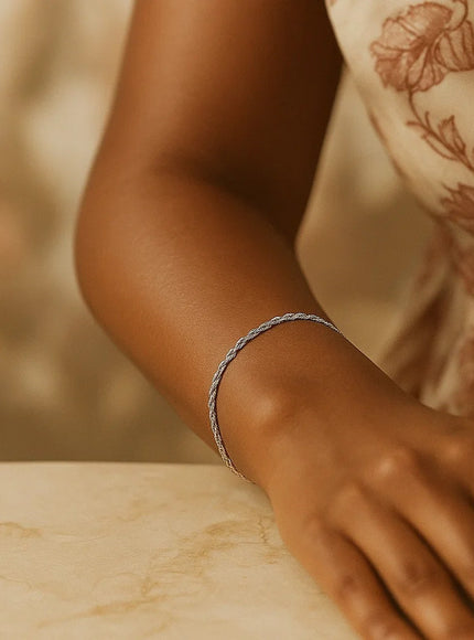 2.0mm 14k White Gold Solid Diamond Cut Rope Bracelet