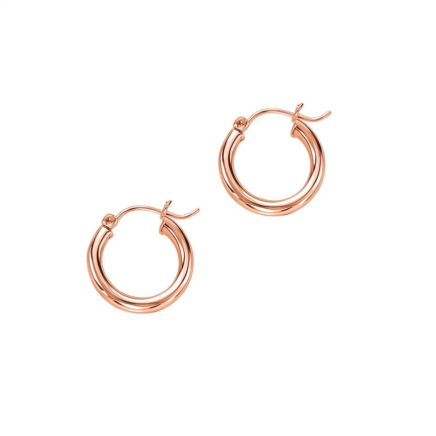 14k Rose Gold Polished Hoop Earrings (15 mm)