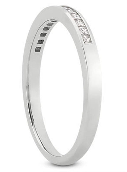 14k White Gold Channel Set Princess Diamond Wedding Ring Band - Ellie Belle