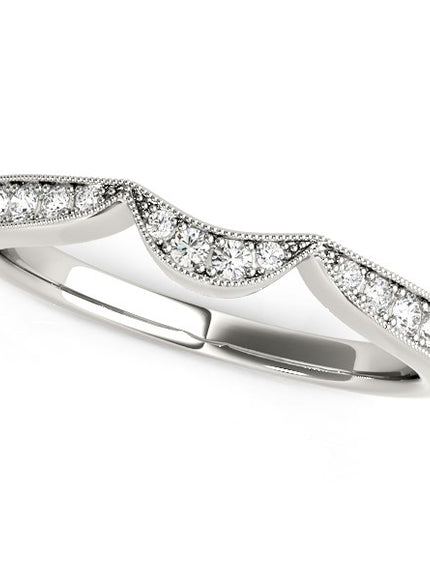 14k White Gold Milgrained Curved Wedding Diamond Band (1/6 cttw)