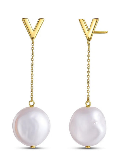 14k Yellow Gold Tesoro Pearl Drop Earrings