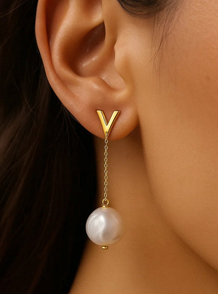 14k Yellow Gold Tesoro Pearl Drop Earrings