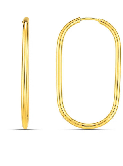 14k Yellow Gold Endless Large Paperclip Hoop Earrings