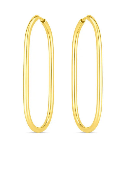 14k Yellow Gold Endless Large Paperclip Hoop Earrings