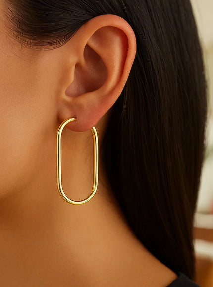 14k Yellow Gold Endless Large Paperclip Hoop Earrings