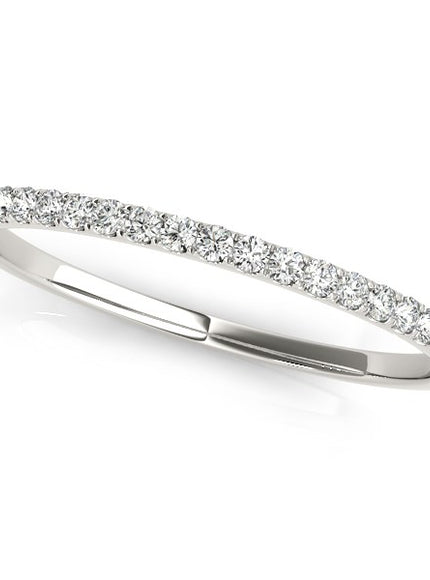 14k White Gold Slim Pave Set Diamond Wedding Band (1/8 cttw)