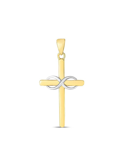 14k Two Tone Gold High Polish Diamond Cut Cross Pendant - Ellie Belle