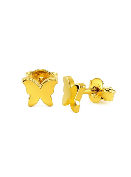 14k Yellow Gold Polished Butterfly Earrings