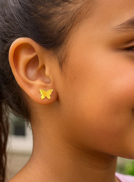 14k Yellow Gold Polished Butterfly Earrings