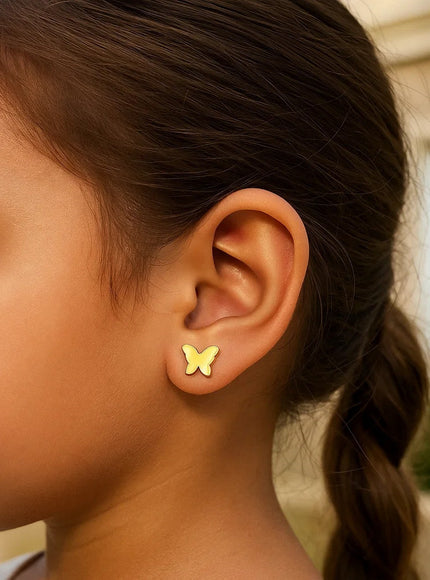 14k Yellow Gold Polished Butterfly Earrings