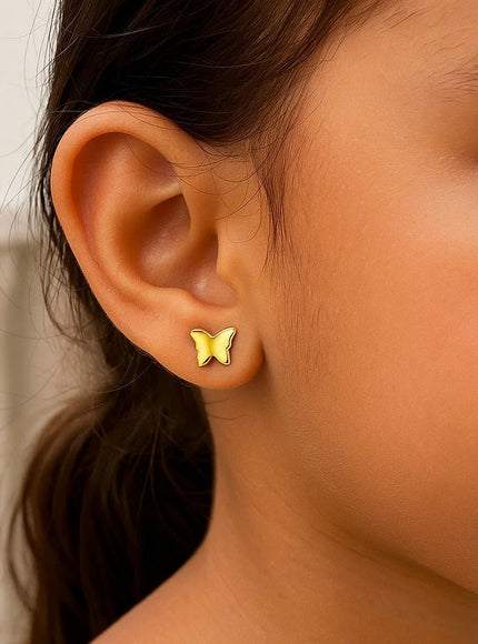 14k Yellow Gold Polished Butterfly Earrings