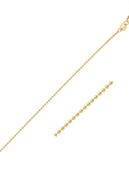 14k Yellow Gold Bead Chain 1.0mm
