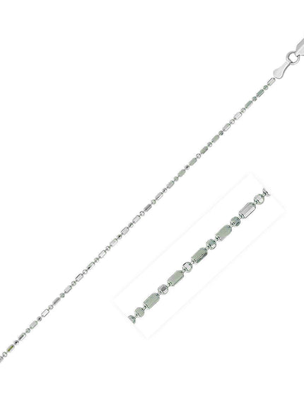 14k White Gold Diamond-Cut Bead Chain 1.0mm - Ellie Belle