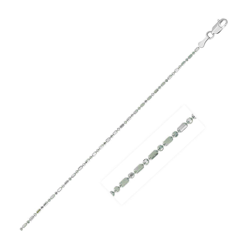 14k White Gold Diamond-Cut Bead Chain 1.0mm - Ellie Belle