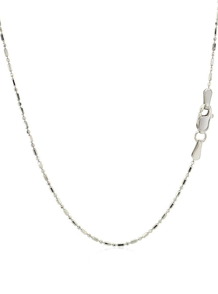 14k White Gold Diamond-Cut Bead Chain 1.0mm - Ellie Belle