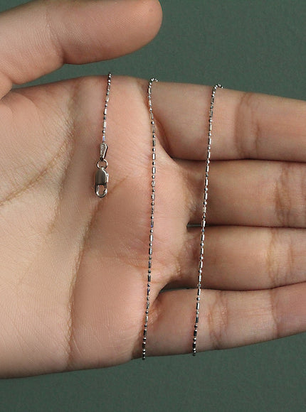 14k White Gold Diamond-Cut Bead Chain 1.0mm