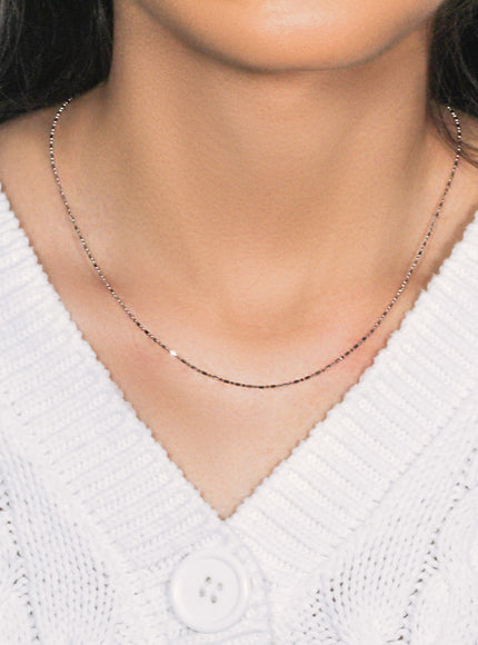 14k White Gold Diamond-Cut Bead Chain 1.0mm