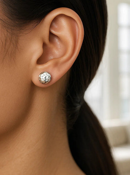 14k White Gold 7mm Round Faceted Style Stud Earrings