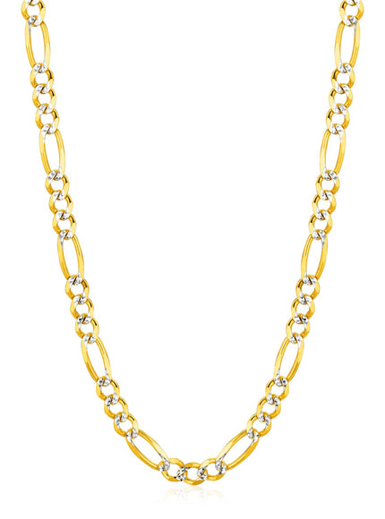 6.0mm 14K Yellow Gold Solid Pave Figaro Chain