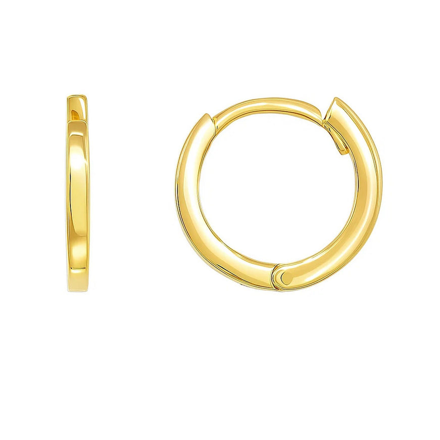 14k Yellow Gold Petite Polished Round Hoop Earrings