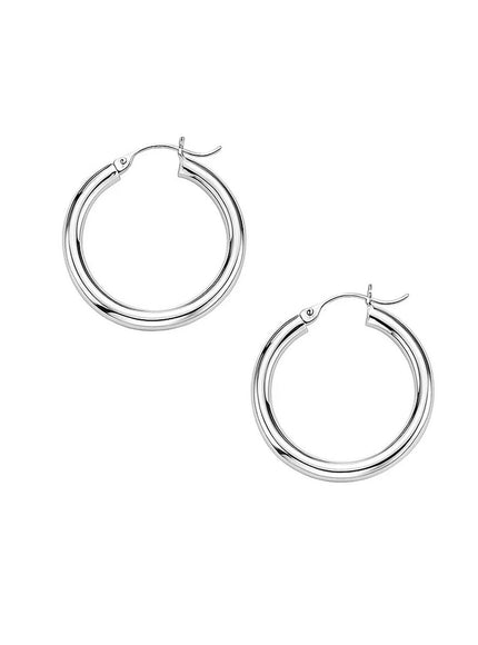 10k White Gold Polished Hoop Earrings (25 mm)