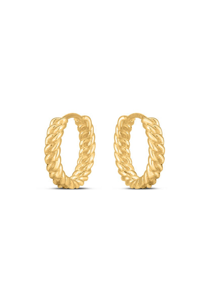 14k Yellow Gold Braided Huggie Hoops