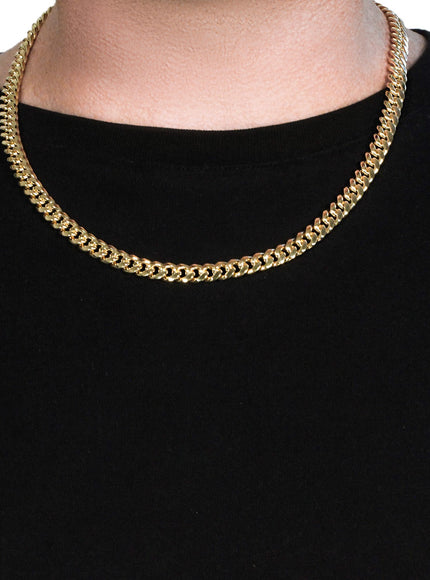 7.25mm 10k Yellow Gold Semi Solid Miami Cuban Chain
