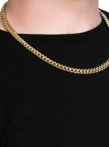 7.25mm 10k Yellow Gold Semi Solid Miami Cuban Chain