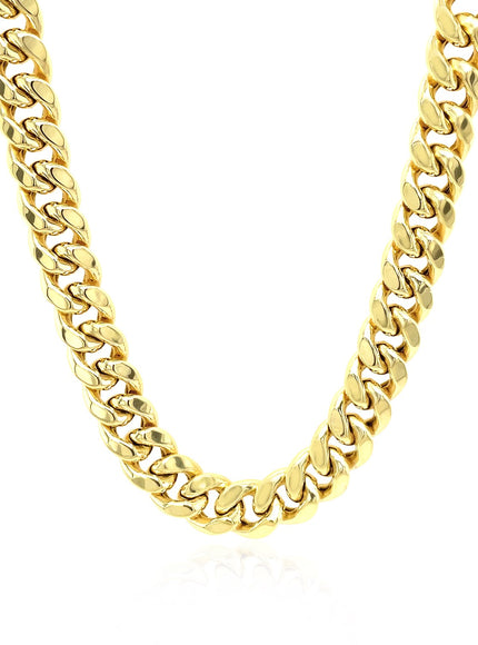 7.25mm 10k Yellow Gold Semi Solid Miami Cuban Chain