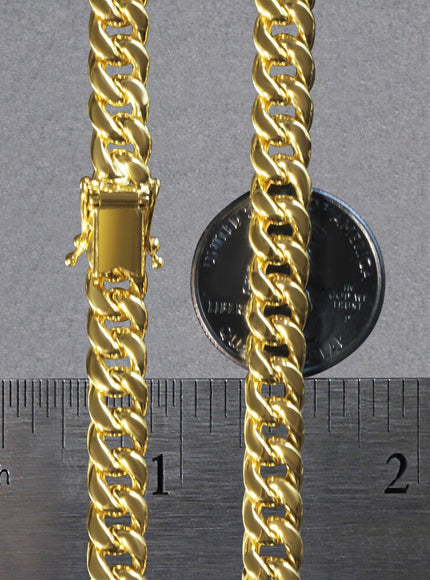 7.25mm 10k Yellow Gold Semi Solid Miami Cuban Chain