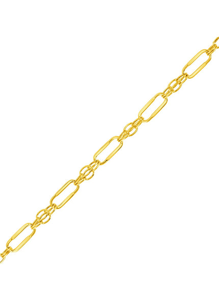 14k Yellow Gold Bracelet with Polished Rectangular Oval Links