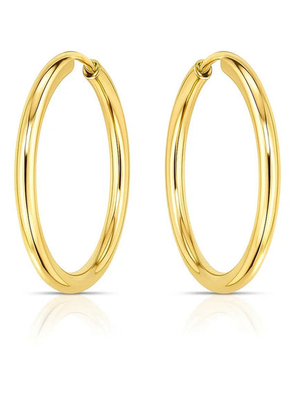 14k Yellow Gold Endless Round Hoop Earrings