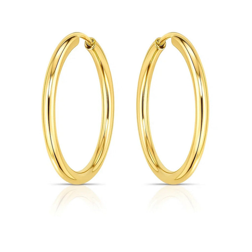 14k Yellow Gold Endless Round Hoop Earrings