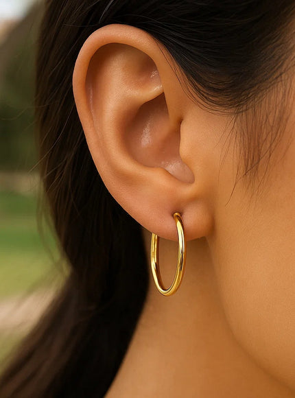 14k Yellow Gold Endless Round Hoop Earrings