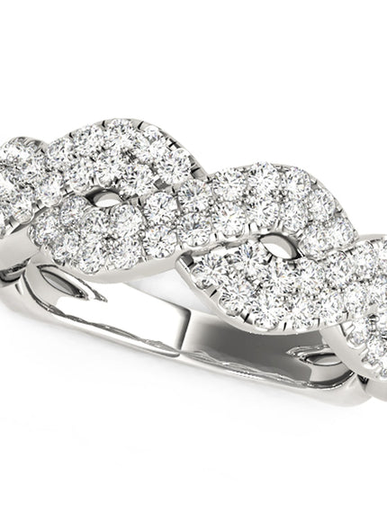 Diamond Studded Interlocking Waves Ring in 14k White Gold (5/8 cttw)