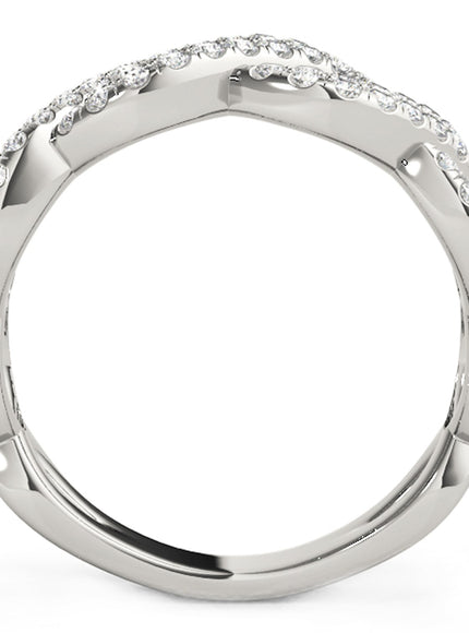 Diamond Studded Interlocking Waves Ring in 14k White Gold (5/8 cttw)