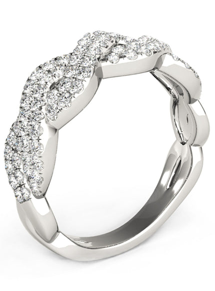 Diamond Studded Interlocking Waves Ring in 14k White Gold (5/8 cttw)