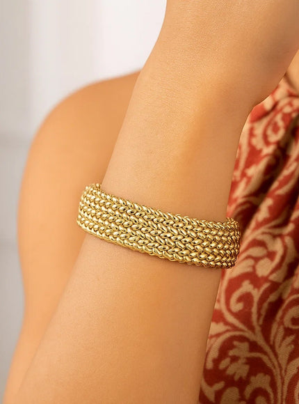 14k Yellow Gold High Polish Thick Braided Bracelet (14.5mm)