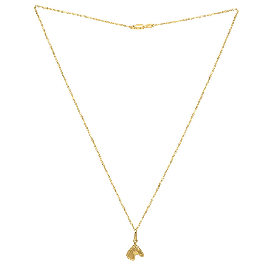 Horse Profile Small Necklace in 14K Yellow Gold