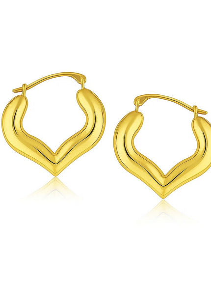 10k Yellow Gold Hoop Style Heart Shape Earrings