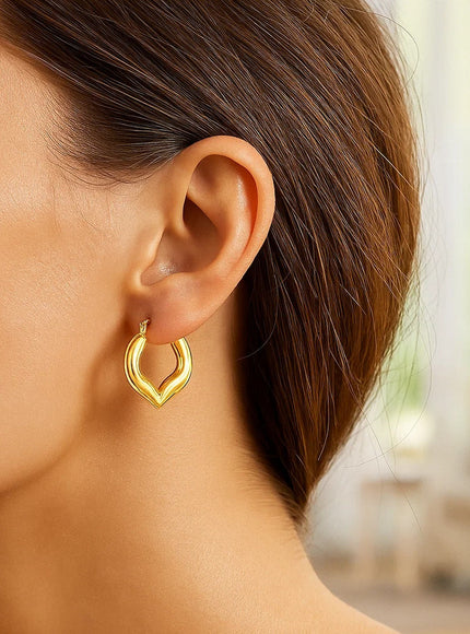 10k Yellow Gold Hoop Style Heart Shape Earrings