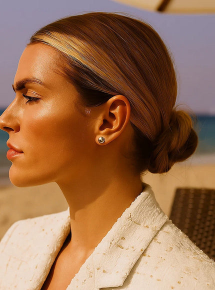 14k White Gold Classic Stud Earrings (8.0 mm)