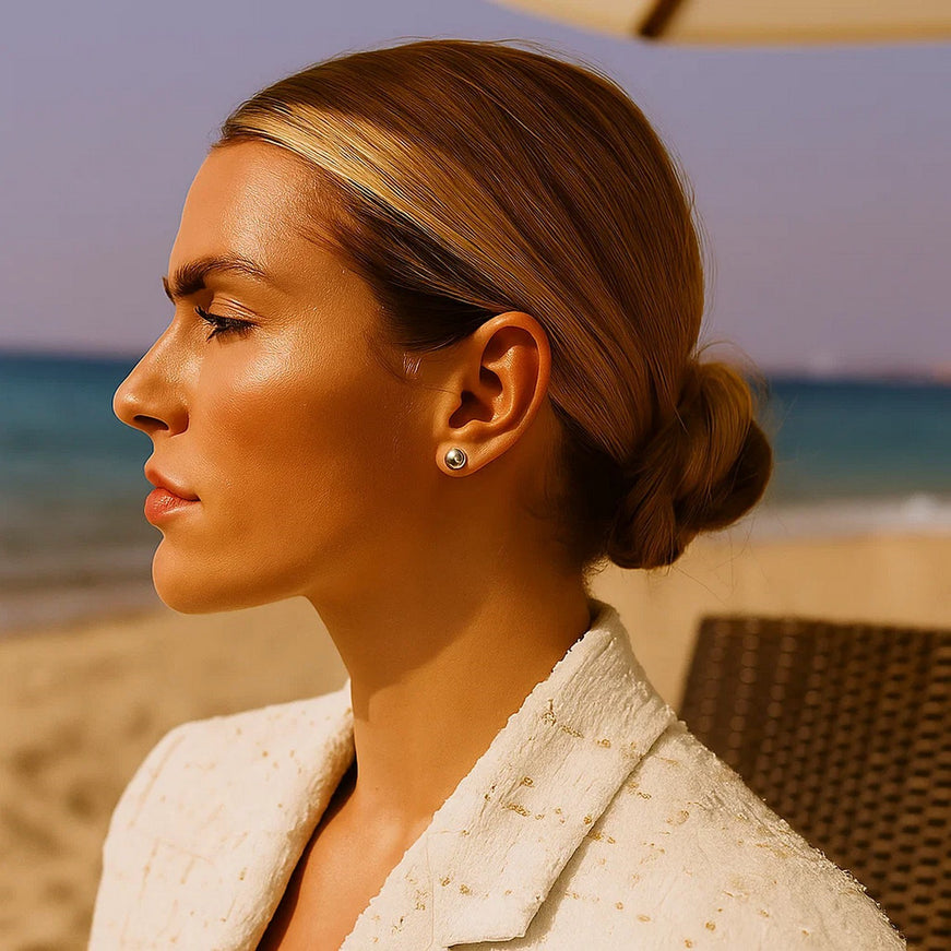 14k White Gold Classic Stud Earrings (8.0 mm)