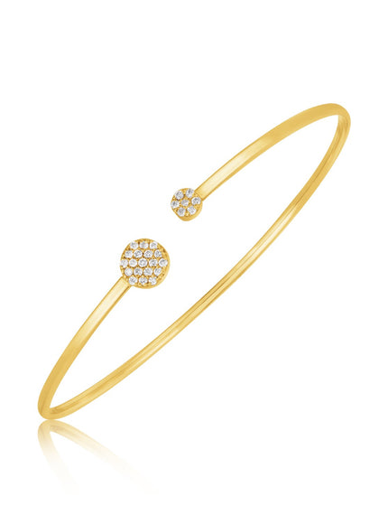 14k Yellow Gold High Polish Diamond Cluster Bangle (2mm)