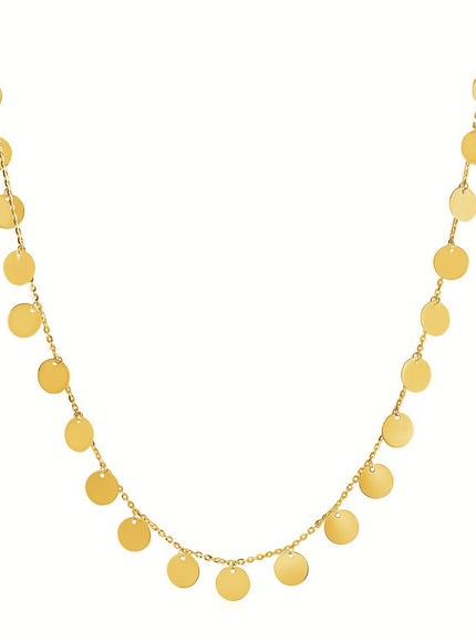 Choker Necklace with Polished Discs in 14k Yellow Gold